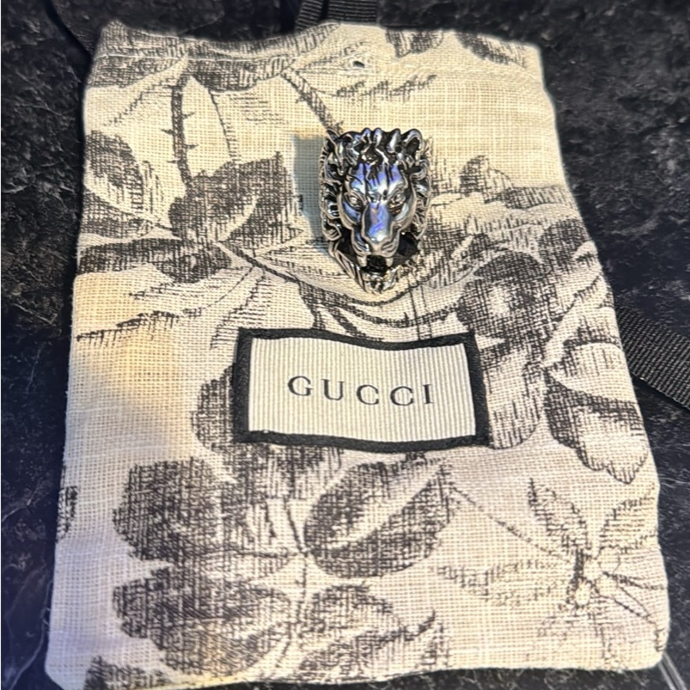 Gucci Silver Lion Head Ring